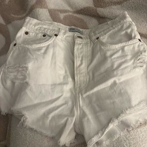High waisted Zara white jean shorts